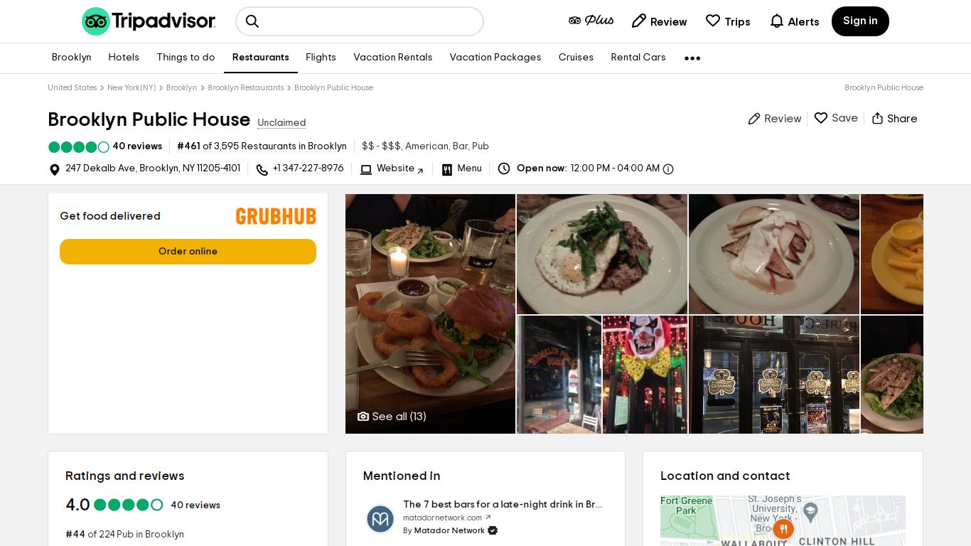 BROOKLYN PUBLIC HOUSE - Fort Greene - Menu, Prices & Restaurant Reviews ...